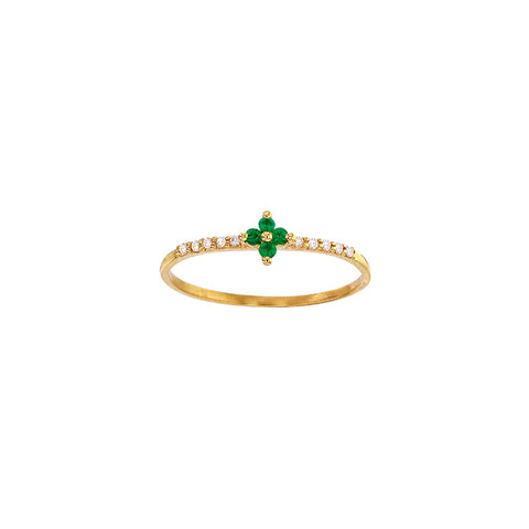 Little Emerald flower Diamonds ring
