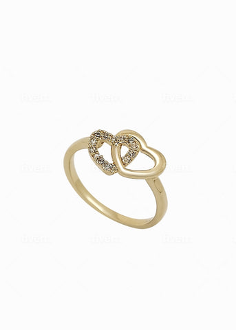 Entwined love hearts ring