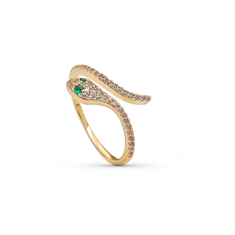 Emerald Snake ring gold