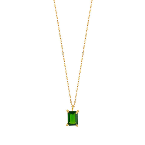 Diopside Solitaire Pendant Necklace