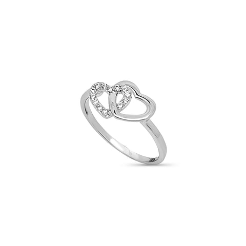 Entwined love hearts ring