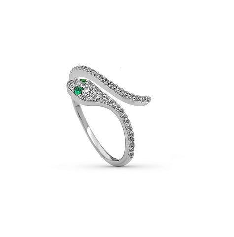 Emerald Snake ring silver