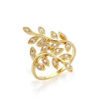 Gold tree leaf ring